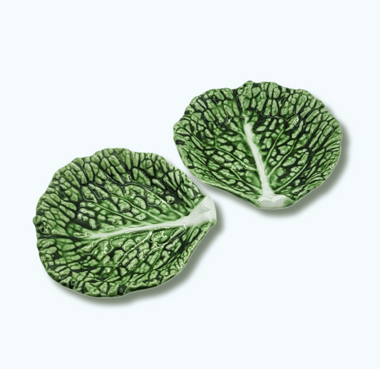 Duo de coupelles anciennes en forme de feuille de chou – Secla, Portugal