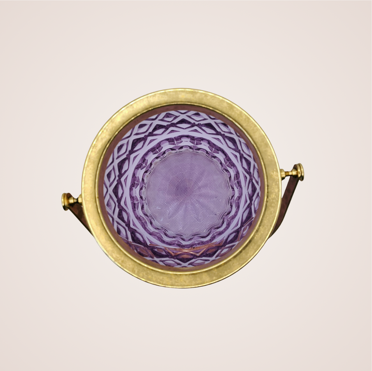 Bac à glaçons vintage violet – Verre & monture dorée