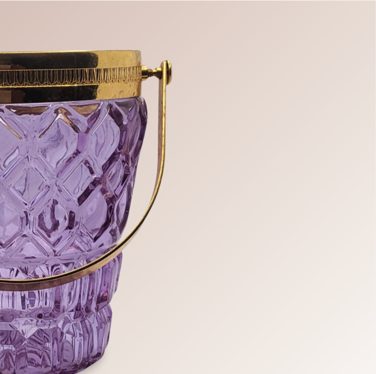 Bac à glaçons vintage violet – Verre & monture dorée