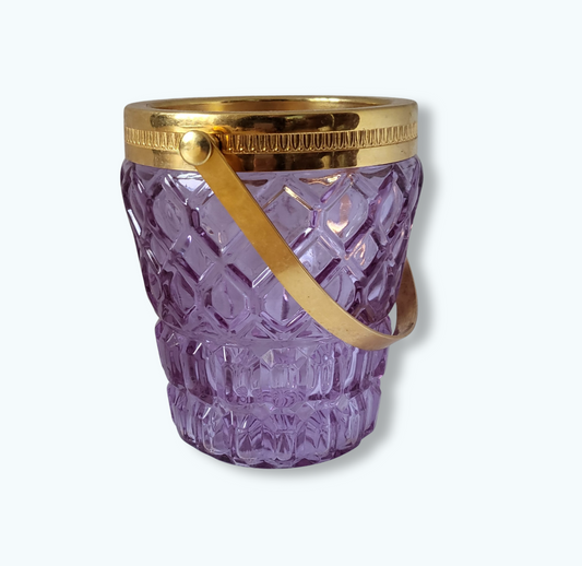 Bac à glaçons vintage violet – Verre & monture dorée