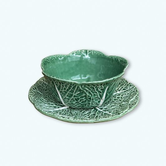 Bol feuille de chou accompagné de sa soucoupe