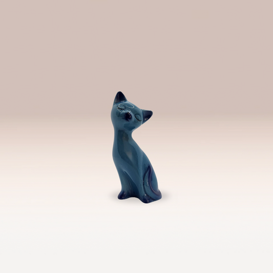 Chat bleu en céramique | Décoration vintage