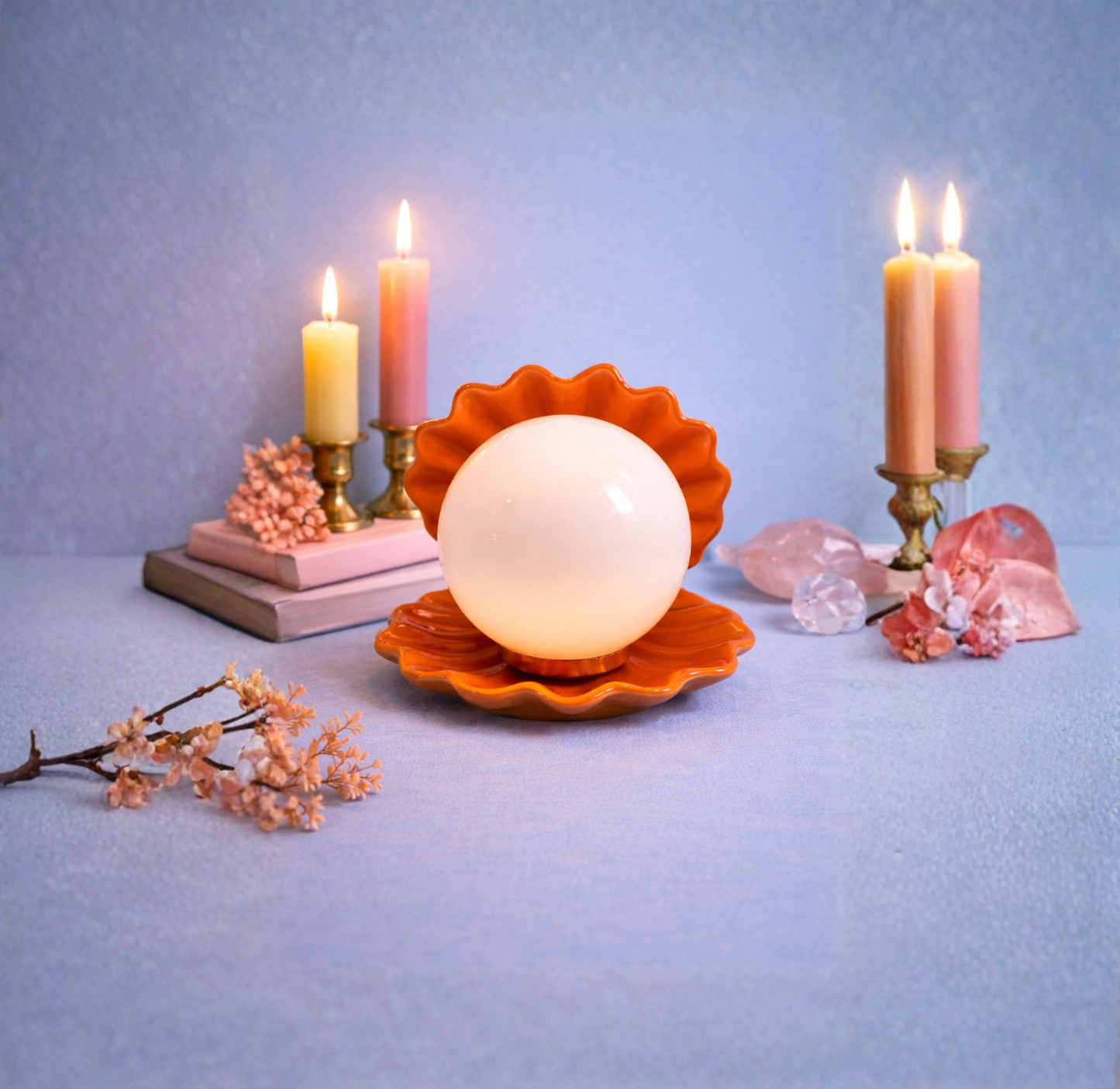 Lampe Coquillage Orange – Luminothérapie Rétro Ultra Kitsch
