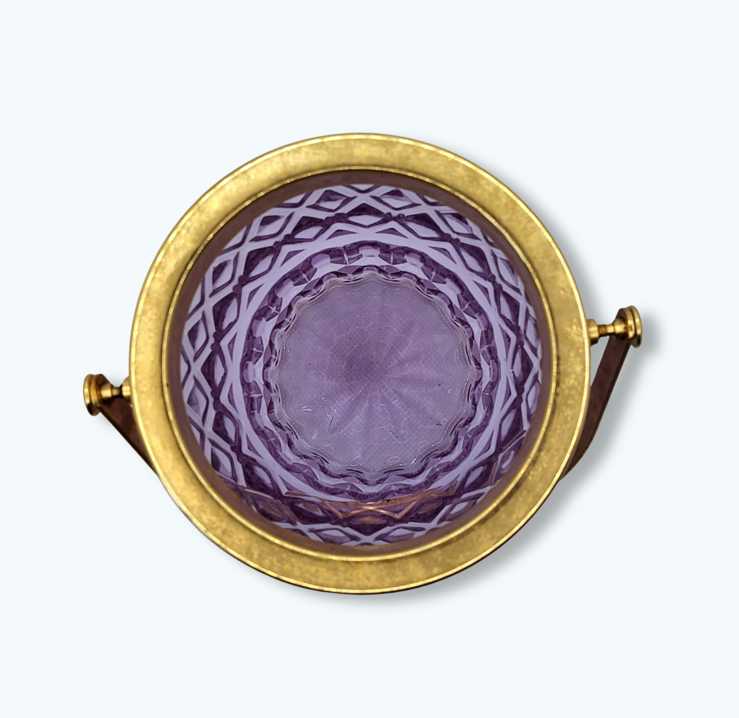 Bac à glaçons vintage violet – Verre & monture dorée