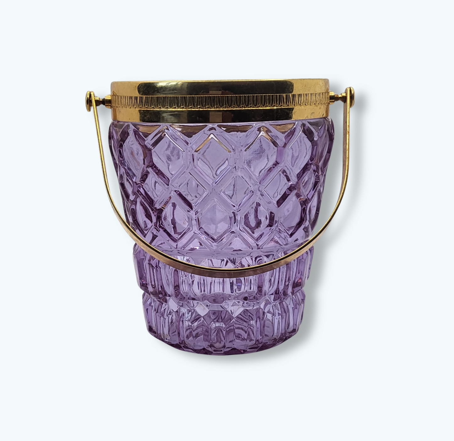 Bac à glaçons vintage violet – Verre & monture dorée