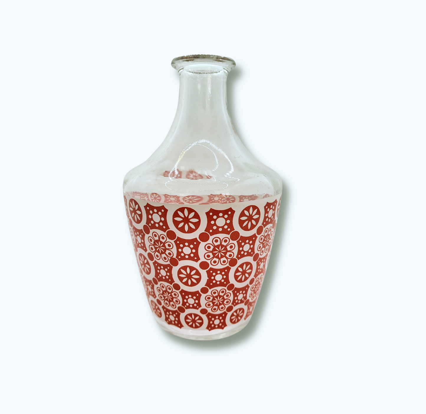 Carafe vintage années 70 – Motif rouge | Verrerie rétro