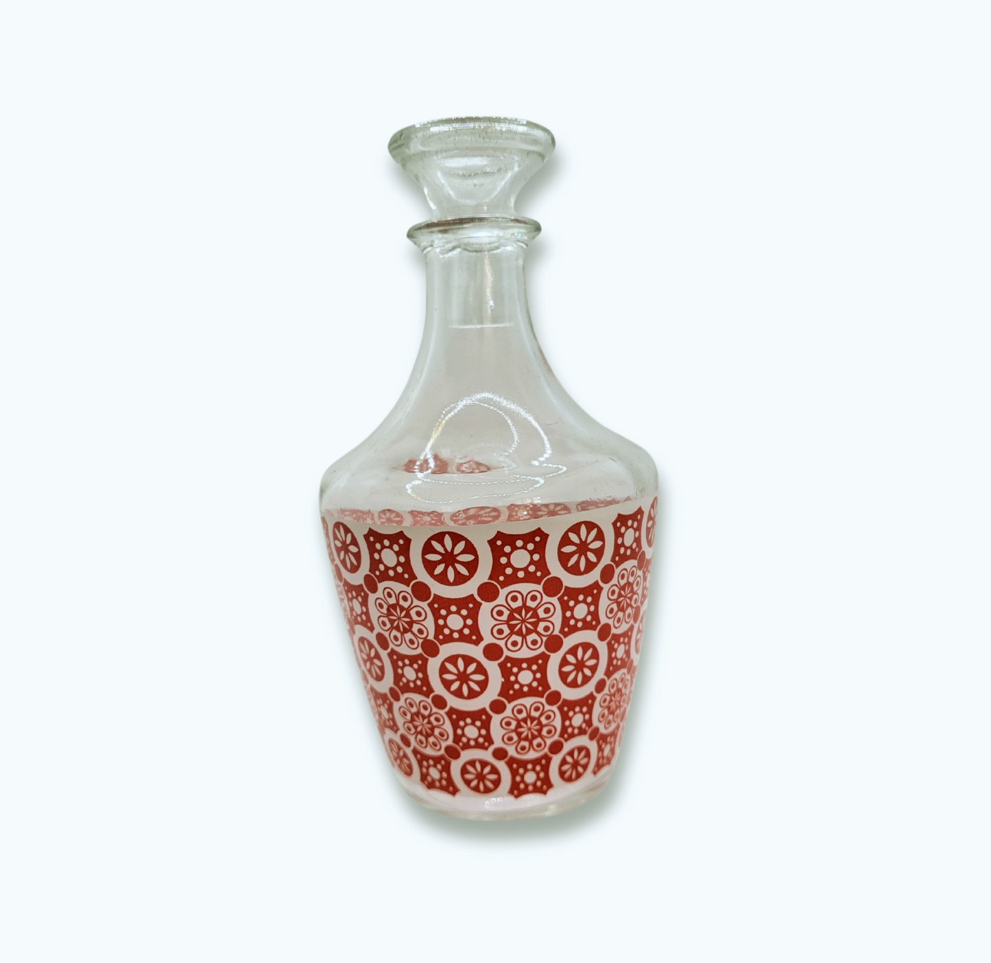 Carafe vintage années 70 – Motif rouge | Verrerie rétro