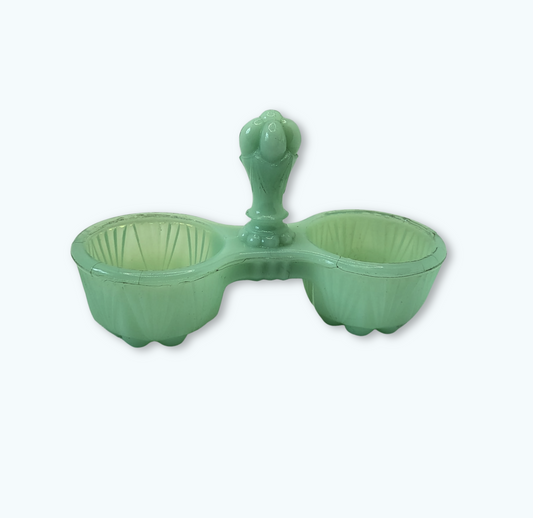 Duo sel & poivre en opaline verte – Élégance rétro