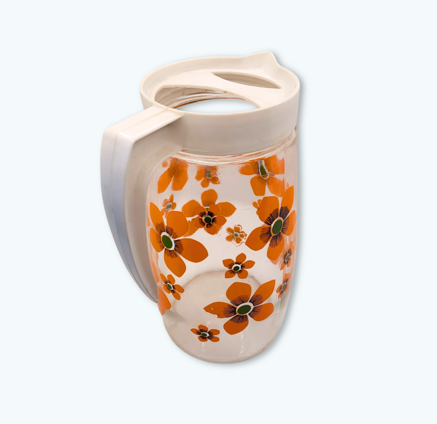 Service à limonade fleuri – Carafe et 6 verres assortis – Années 60